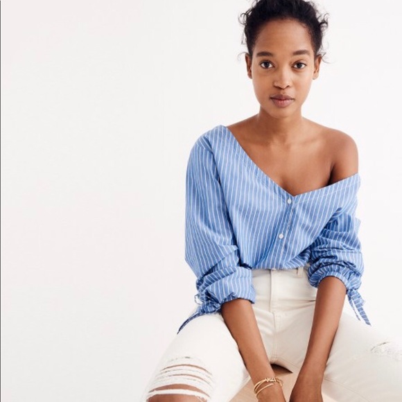 Madewell Tops - 🎉HP🎉🎀NEW🎀MADEWELL Tie-Sleeve Shirt in Stripe
